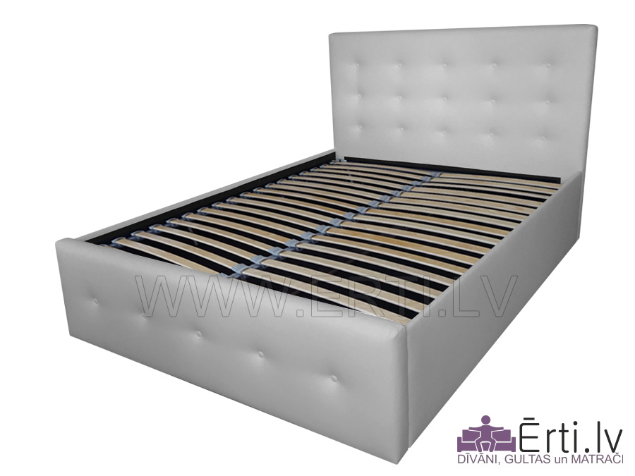 Art LUX- Stilīga eko ādas gulta ar pogām galvgalī un veļaskasti