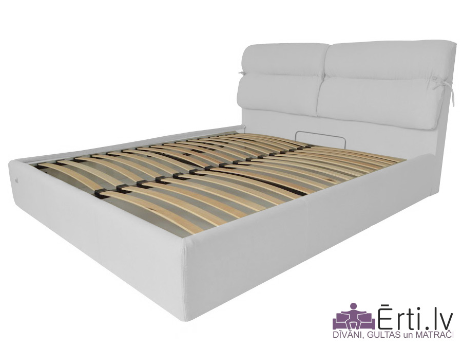 Edinburgh LUX – Ērta un skaista eko-ādas gulta ar PADZIĻINĀTU veļaskasti