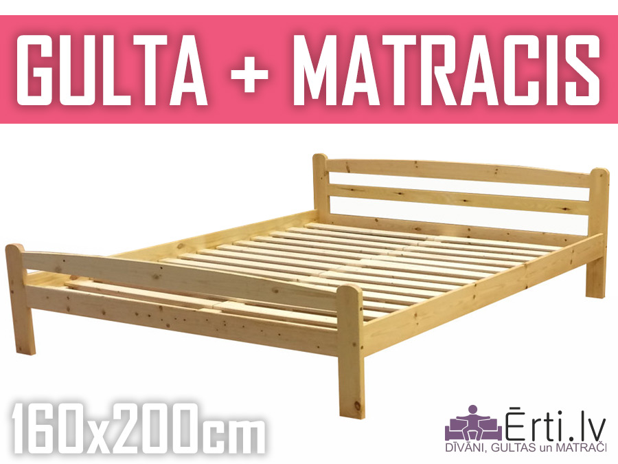 Gulta Laura + matracis 160x200cm Gulta Laura + matracis 160x200cm