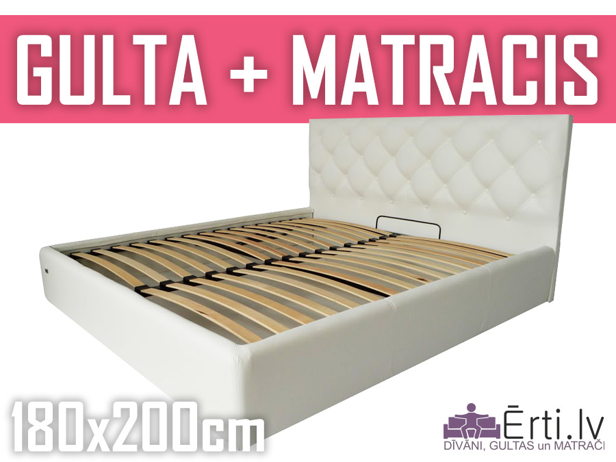 Gulta Bristol plus ar veļaskasti + matracis 180x200cm Gulta Bristol plus ar veļaskasti + matracis 180x200cm