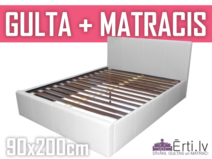 Gulta Ella komplektā ar matraci 90x200cm Gulta Ella komplektā ar matraci 90x200cm