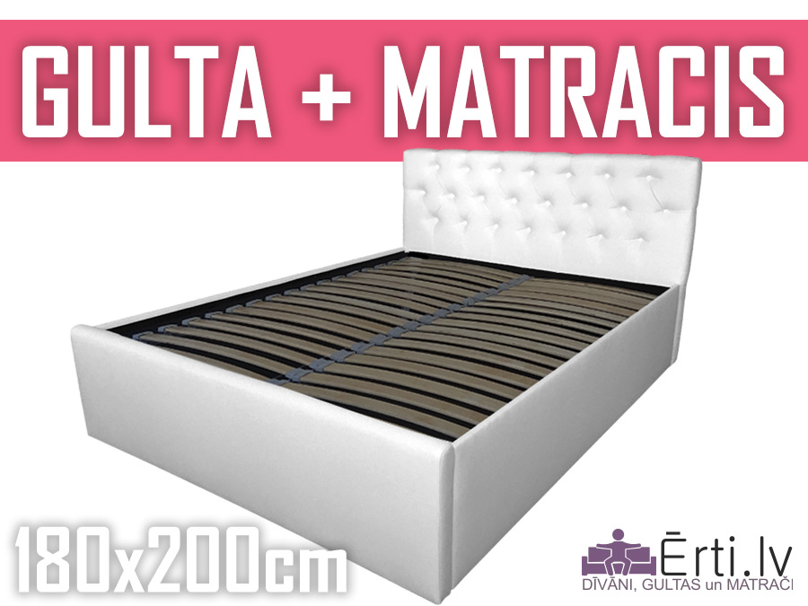 Gulta Chester komplektā ar matraci 180x200cm Gulta Chester komplektā ar matraci 180x200cm