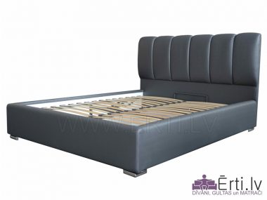 6907Gulta OLYMP – Eleganta gulta ar vertikāliem spilveniem un veļaskasti