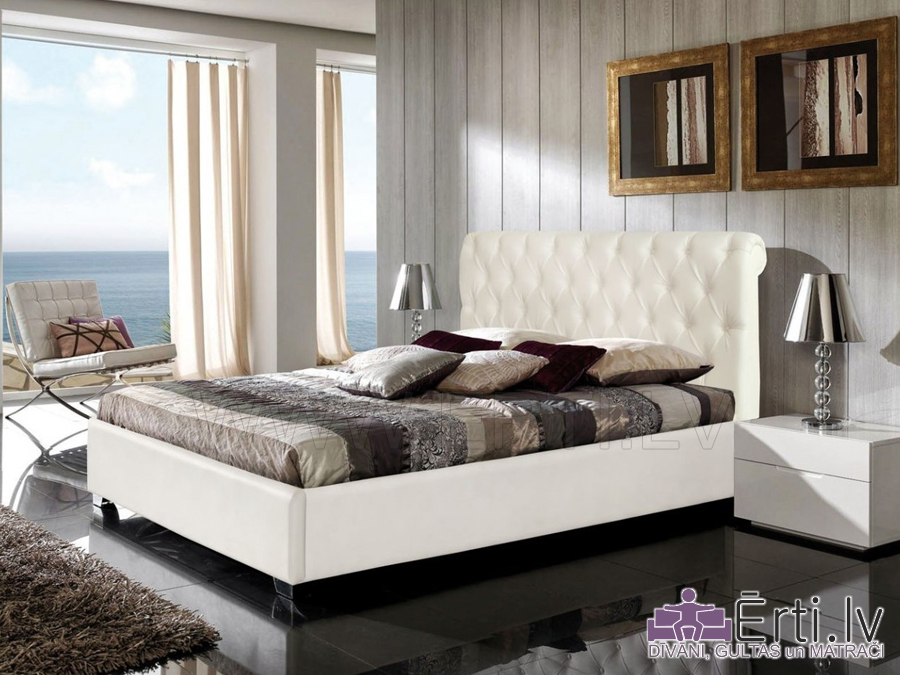 Gulta KLASIKO – Klasiska auduma gulta ar veļas kasti