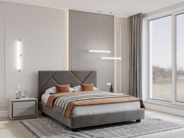 Gulta FARO – Auduma gulta ar veļas kasti Gulta FARO – Auduma gulta ar veļas kasti