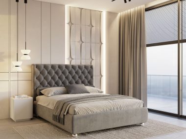 Gulta GLAM – Auduma gulta ar veļas kasti