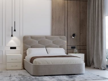 Gulta Napoli – Moderna auduma gulta ar veļas kasti